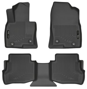 Mazda CX 9 Floor Liner - Front + Second Rows - Husky Liners - WeatherBeater - Black - 2017